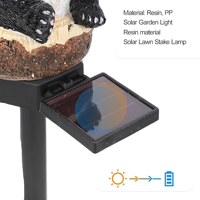 GANAZONO Solar Lawn Stake Lamp Outdoor Solar Powered Panda Garden Light Decorative Landscape Pathway Lighting for Patio Yard Lawn 16.92X2.95X2.16In