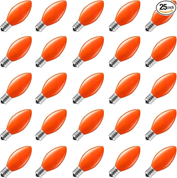 Minetom Halloween C7 Replacement Light Bulbs 25 Pack, C7 Bulbs Clear Incandescent Bulb for Halloween String Light | Lumora