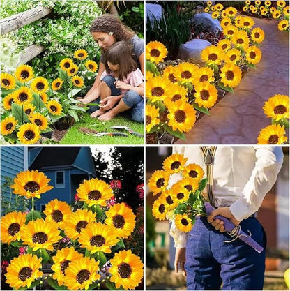 2 Pack Solar Garden Stake Lights, Outdoor Sunflower LED Solar Powered Lights for Patio Lawn Garden Yard Pathway Decoration (Sunflower Warm White)