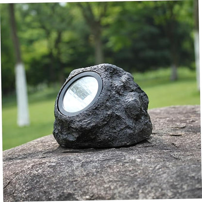 HOMSFOU 2pcs Simulation Stone Solar Lamp Outdoor Landscape Light Solar Pathway Lamp for Patio Driveway