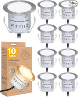 HIBOITEC Recessed LED Deck Light Kits(10 Pack), 12V Low Voltage Landscape Lighting IP67 Waterproof Outdoor Step | Lumora
