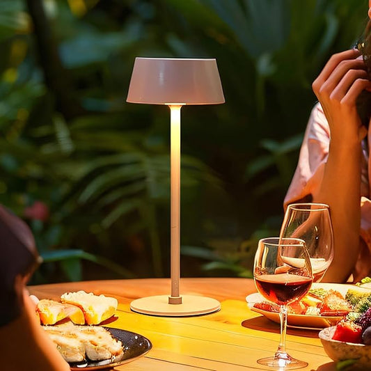 Outdoor Table Lamp,Rechargeable Cordless LED Table Lamps,Portable Desk Light,2200mAh Battery Waterproof Dimmable 3 Color Stepless Table Light,Wireless,Cafe/Dinner/Patio/Restaurant