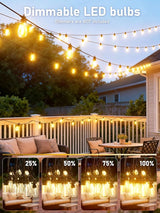 100FT LED Outdoor String Lights with 30 Edison Shatterproof IP65 Waterproof Bulbs, 2700K Dimmable Commercial Grade | Lumora