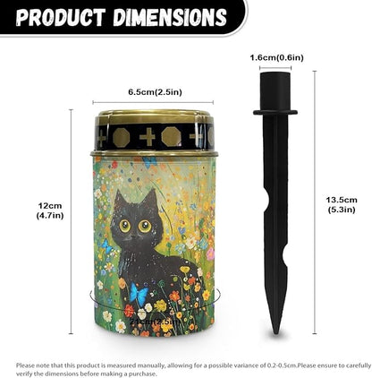 Black Cat Solar Garden Light Waterproof and Energy Saving Solar Memorial Lights for Graves Remembering Loved Pets Cemetery Decorations for Grave for Cemetery Graveyard Memorial