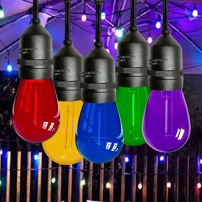 Diodesy- 36Ft Outdoor Smart WiFi String Light with S14 LED Shatterproof 18 Color Changing Bulb & 18 Hanging Socket | Lumora