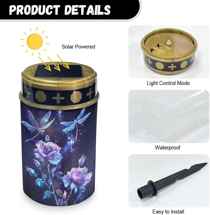 Dragonfly Rose Solar Garden Light Waterproof Solar Light Outdoor LED Solar Light Landscape Path Light for Yard Walkway Driveway Long Lasting