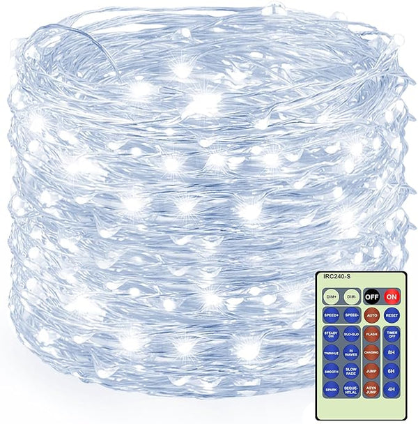 Decute 300Led 99FT Silver Wire Christmas Fairy String Lights Dimmable with Remote Control Starry Lights with UL | Lumora