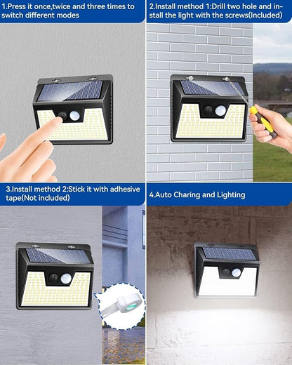 Peasur 20 Pack Solar Lights for Outside, Motion Sensor Outdoor Lights, 140LED Solar Security Lights 3 Working Modes, Solar Lights Outdoor Waterproof for Outside Garden Yard Fence