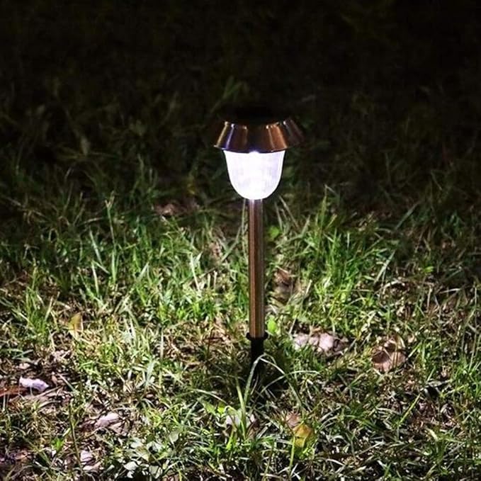 Uonlytech 2pcs Solar Led Garden Light Stainless Steel Outdoor Lamp for Landscape Decoration for Pathways Patios Yards and Events White Light