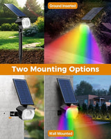 btfarm Solar Lights Outdoor Waterproof IP65-2 Pack LED Color Changing Spot Light 7 Lighting Color RGB Powered | Lumora