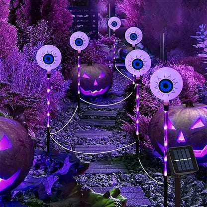 Solar Halloween Eyeball Pathway Lights, Halloween Eyeball Stake Lights Set of 8 Modes for Yard Lawn Patio Walkway Party Decor Purple
