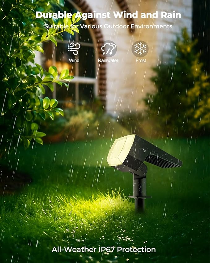 2 Packs Solar Spot Lights Outdoor, 64 LED 3000K Solar Lights Outdoor, IP67 Waterproof, Adjustable Brightness Dusk | Lumora
