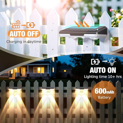Solar Fence Lights, 12-Pack Solar Deck Lights Outdoor IP65 Waterproof, Fence Light Solar Powered for Fence, Deck, Porch, Backyard, Pathway, Garden - 8 Colors, RGB