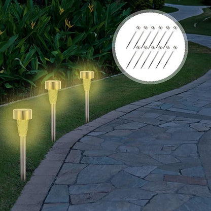ARTIBETTER 12Pcs Stainless Steel Solar Pathway Lights Warm White Outdoor Garden Lawn Landscape Lighting Solar Powered Yard Patio Walkway Stake Lights