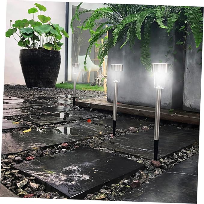 6pcs Solar Path Lights Outdoor Ground Lamps Garden Decorative Lamps Solar Panel Lights Easy to Install