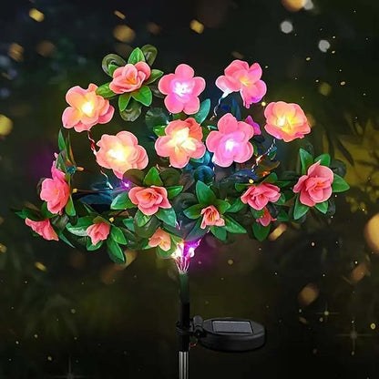 Solar Garden Lights,Outdoor Azalea Flowers Lights with 56 Colorful LED Powered Pathway Lights for Yard,Lawn,Patio,Garden Decor (Pink)