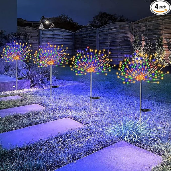 4 PCS Solar Firework Light, Outdoor Solar Garden Decorative Lights 120 LED Powered 40 Copper Wires String DIY | Lumora