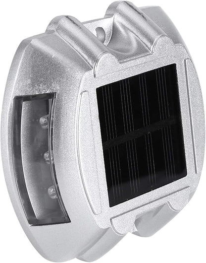 Yosoo 6 LED Solar Pathway Light, Casting Aluminum Outdoor Driveway Lamp with 1000m Viewing Distance, for Road Yard Garden Landscape Lighting (Red Flashing)