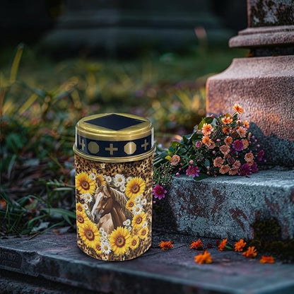 Sunflower Horse Solar Light Outdoor Pathway Lights Waterproof Horse Outdoor Decor,Garden Stake Lights for Outside Yard Patio,Solar Walkway Lights Spotlights-Warm White