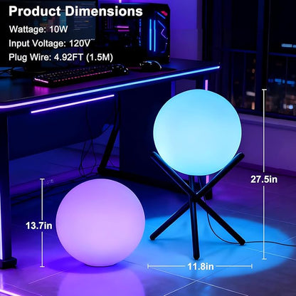 Lightdot 12-Inch RGB+CW Smart Globe Floor Lamp, Corner LED Ball Light with Remote Control, 10W 2700K-6500K Multiple Color Changing, Waterproof Glowing Orb Light for Indoor Outdoor Lighting Decors