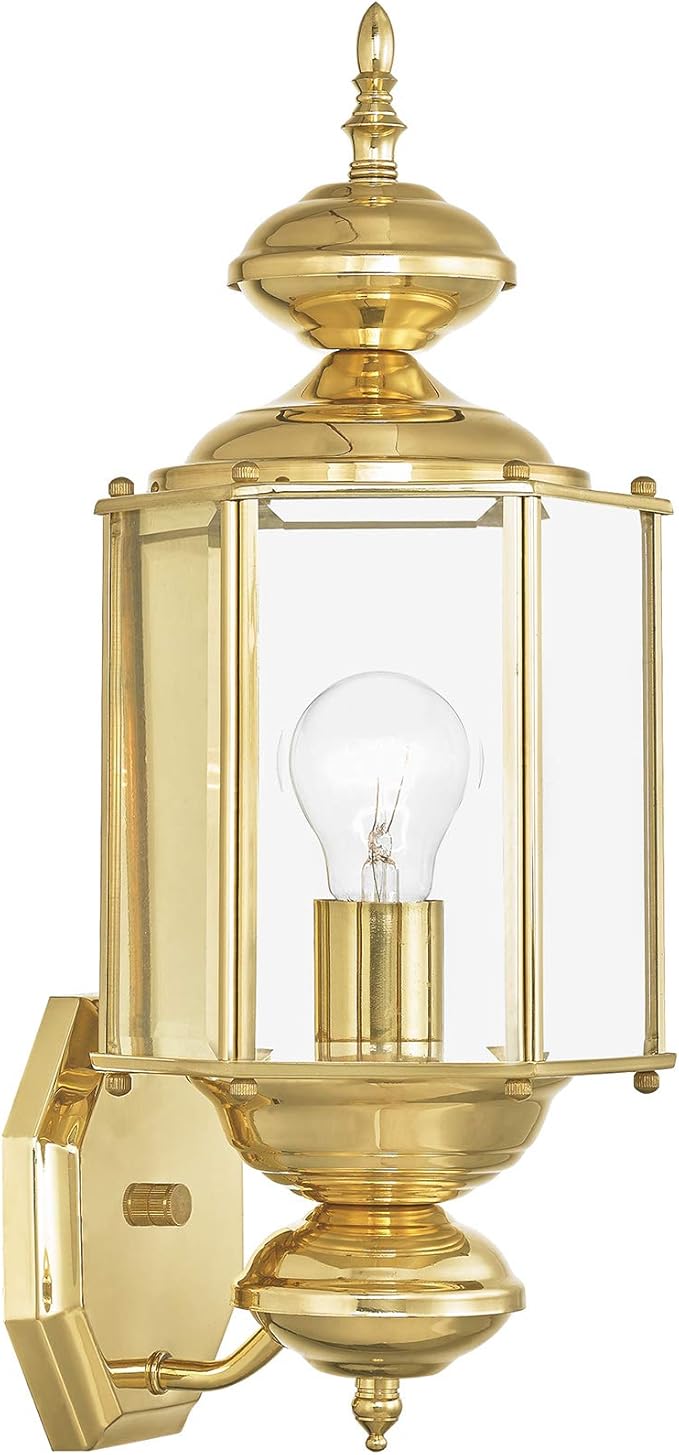 Livex Lighting 2006-02 Basics 1 Light PB Outdoor Wall Lantern, Polished Brass | Lumora