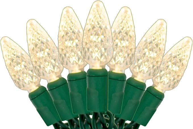 EST. LEE DISPLAY L D 1902 35FT LED Christmas String Lights C6 Warm White Steady 70 Bulbs UL Listed Outdoor Waterproof Green Wire Cords