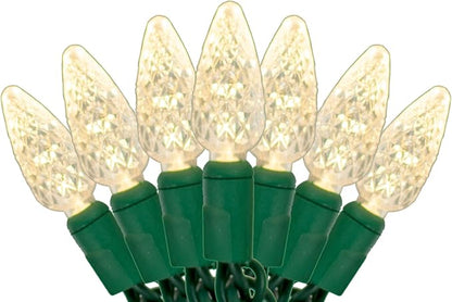 EST. LEE DISPLAY L D 1902 35FT LED Christmas String Lights C6 Warm White Steady 70 Bulbs UL Listed Outdoor Waterproof Green Wire Cords