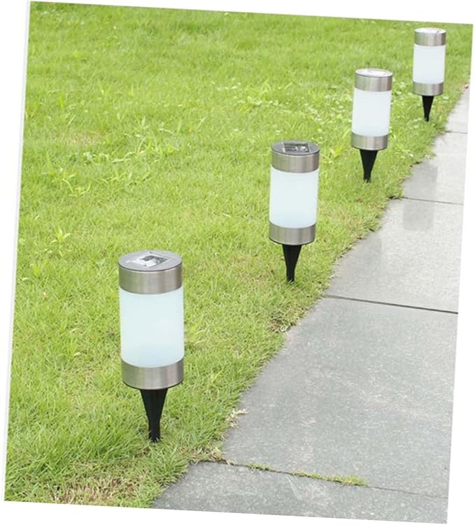 1Pc Solar Power Mini Landscape Lawn Lamp LED Garden Light for Walkway Patio Cylindrical Design Black Silver Outdoor | Lumora