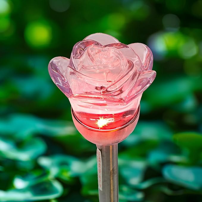 Crosslight LED Rose Garden Stake Lights (4 Pack) - Waterproof RGB Color Changing Outdoor Decoration Perfect for | Lumora
