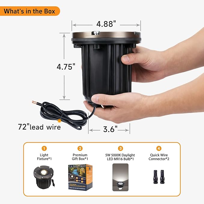 Gardenreet Well Lights Landscape LED - Brass Ip65 Low Voltage In-Ground Lighting, 12V Wired - Outdoor Path Light | Lumora