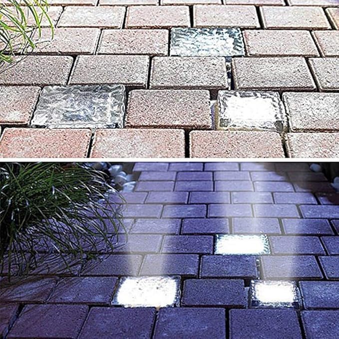 6 Pack Solar Ice Cube Lights IP65-Waterproof Brick Light 4-LED Solar Brick Light Chritmas Outdoor Brick Decor in Garden Patio Yard Lawn Pool(2.75in2.75in（Cold White）