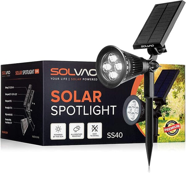 SOLVAO Solar Spot Light | Ultra Bright, Waterproof, Adjustable 270°, No Wiring, Portable | Auto On/Off Function | | Lumora
