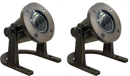 Waterproof Brass Underwater Light Fixture for Patio, Pond, Fountain, Waterfall - 2 Pack