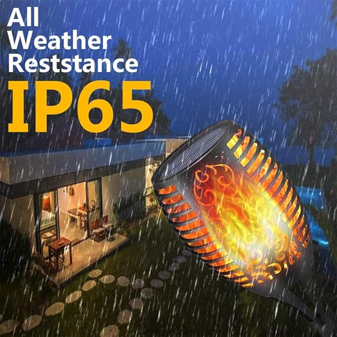 Ulalaza 2Pcs Solar Outdoor Lights 33 LED Flickering Flames Torch Light Waterproof Landscape Ligh Auto On/Off Path Lights