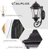 19.5in Large Outdoor Wall Light Fixture for Porch, Bronze Aluminum Exterior Door Lantern Light with Wall Mount | Lumora
