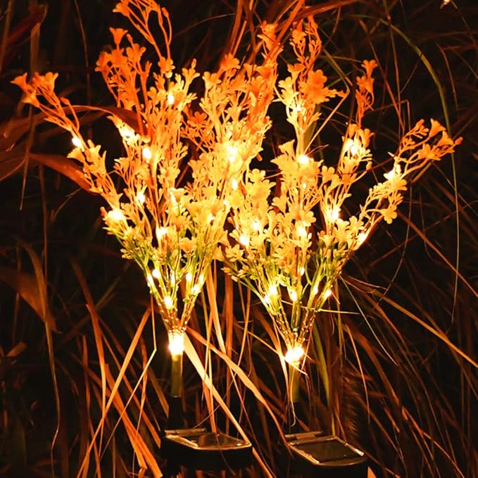 MaxDecor Yard Solar Stake Lights Outdoor Decor, Upgraded Powered Solar Flower Lights, Gifts for mom, Garden Solar Pathway Lights for Porch, Backyard, Gifts Decor- 2Pack
