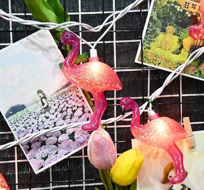 GOOTHY 8.5Ft Pink Flamingo String Lights, Summer Patio Outdoor String Lights with 10 Mini Flamingo Lights, Plug in Decorative Fairy Lights UL Listed for Bedroom Party Birthday Wedding Holiday Decor