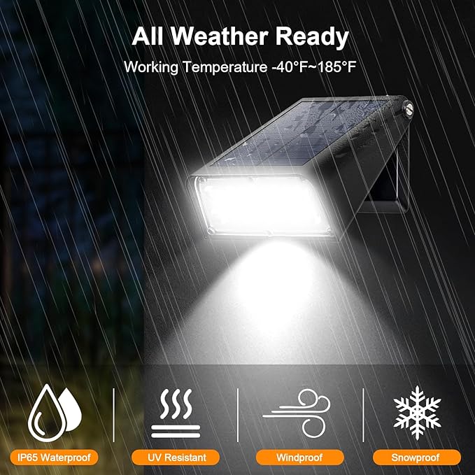 4 Pack Solar Fence Lights Outdoor, RGBW Halloween/Christmas Solar Lights 90°Adjustable Waterproof Up and Down Lighting Solar Powered for Garden/Pool/Patio/Wall.