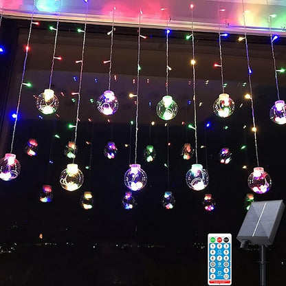 Solar Wishing Ball Fairy Curtain Lights, Waterproof 8 Modes Flashing String Lights with Remote Control for Bedroom, Christmas, Wedding, Party Decoration (Mutlicolor)