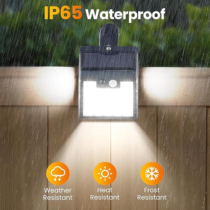 Clip On Solar Lights Outdoor,Motion Sensor Outdoor Lights, 72LEDs 600LM Clip on Solar Fence Lights Outdoor Waterproof LED,Solar Lights for Wall Fence,Deck, Gutter,Camping (4 Pack)