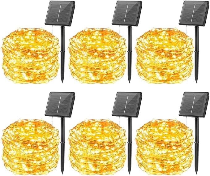 Minetom Solar String Lights for Outside, 6 Packs Total 198Ft 600 LED Outdoor Solar Fairy Lights, 8 Modes Balcony | Lumora
