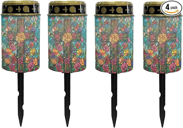 Floral-Cross Outdoor Solar Pathway Lights,Warm White Lantern Garden Lights Solar Powered Walkway Lights Waterproof | Lumora