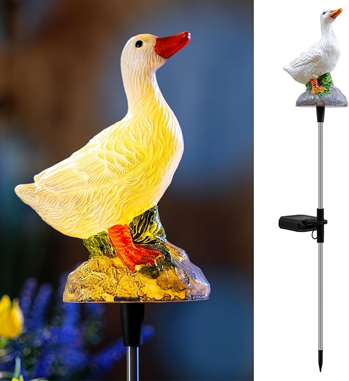 Solar Lights Outdoor Waterproof - Motion Activated Goose Light with Realistic Sound, Solar Powered Garden Decor for Lawn Patio Yard, Unique Gift for Mom & Grandma