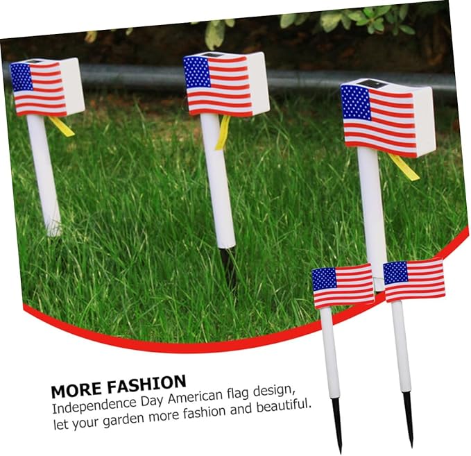 2pcs Solar LED American Flag Garden Lawn Path Lights Outdoor Solar Ground Plug Lamps for July 4th Independence Day | Lumora
