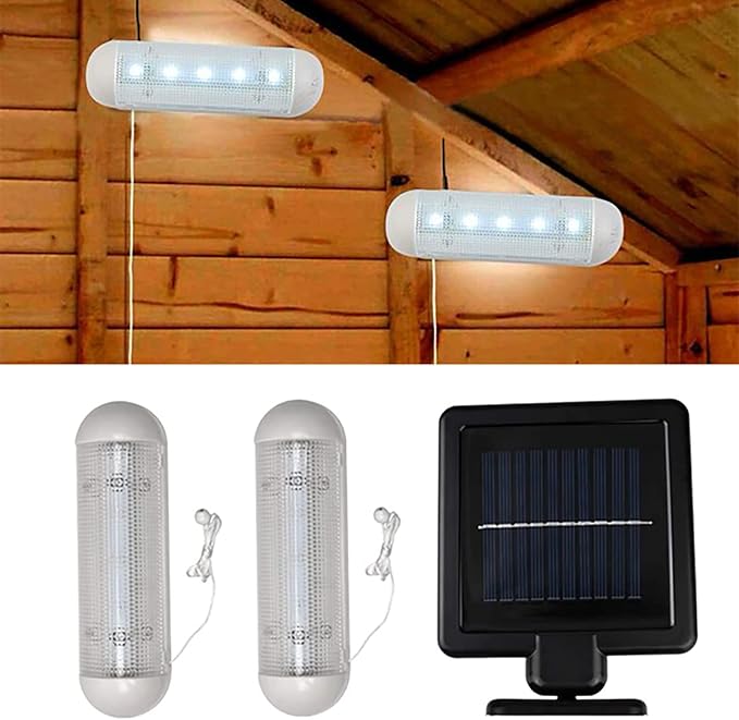Solar Powered Shed Light Rechargeable Split with On Off Switch Indoor Solar Lights for Sheds Inside Solar Powered Lights for Garden, Greenhouse, Corridor