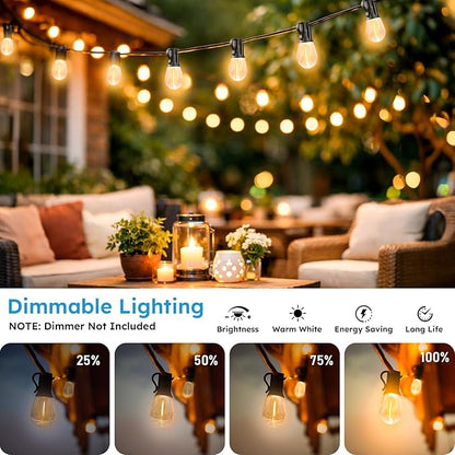 LED Outdoor String Lights, 100FT Waterproof Patio Lights with 32 Shatterproof S11 Plastic Bulbs, 2700K Warm White Edison Hanging Lights for Backyard, Garden, Porch, Bistro