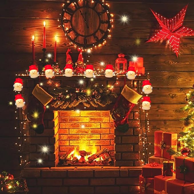 Christmas Snowman String Lights , 8.5Ft Christmas Decorations String Lights Indoor with 10 Cute Snowman Head Lights, Hanging Snowman Fairy Lights UL Listed for Outdoor Christmas Holiday Party Decor