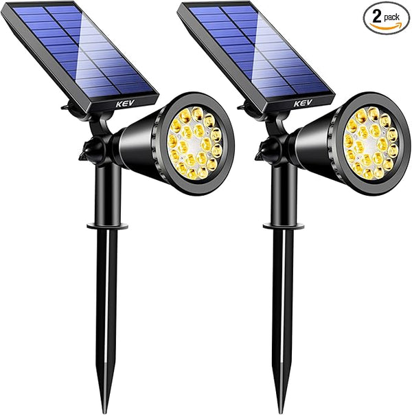 KEV 800 Lumens Solar Spot Lights Outdoor,18 LEDs Solar Flood Lights with 2 Modes &Adjustable &IPX65 | Lumora