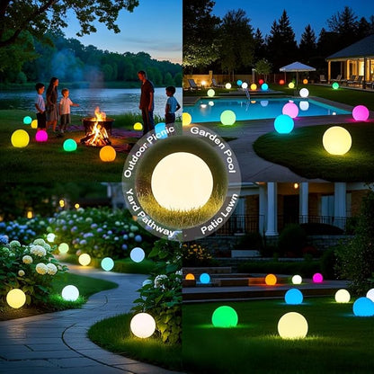 8 inch Solar Glowing Globe Light, 16 Colors Changing Solar Garden Ball Light, Auto-On/Off LED Glow Ball W/Remote, Waterproof Landscape Lighting Globe W/Ground Stake for Yard Patio Lawn Christmas Decor