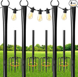 10Ft Metal String Light Poles with Fork for Outdoor Post Lights,4 Pack Pole for Hanging Christmas Lights Garden | Lumora
